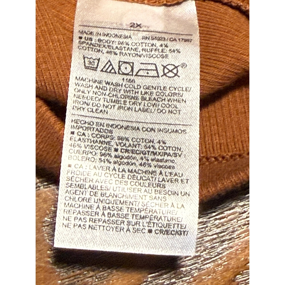 New Old Navy Womens 2X Ribbed Ruffle trim Knit Tank Top Plus Size Chestnut brown - Picture 8 of 15